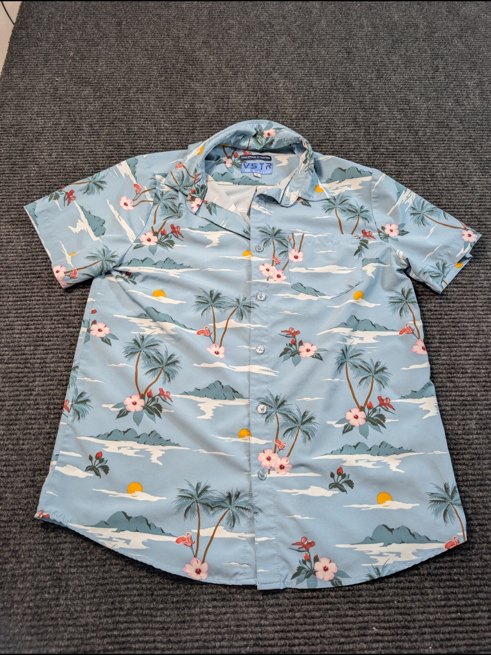 VSTR Light Blue Tropical Floral Camp Shirt